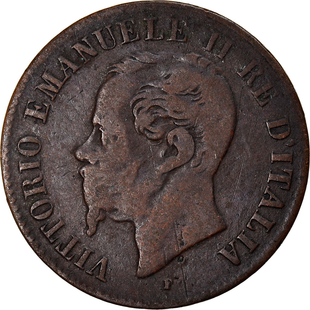 Coin, Italy, Vittorio Emanuele II, 2 Centesimi, 1861, Milan, VF(20-25), Copper
