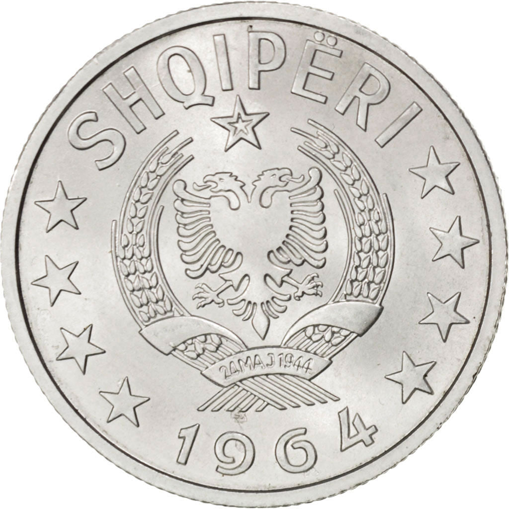 ALBANIA, 50 Qindarka, 1964, KM #42, MS(63), Aluminum, 24.49, 1.99