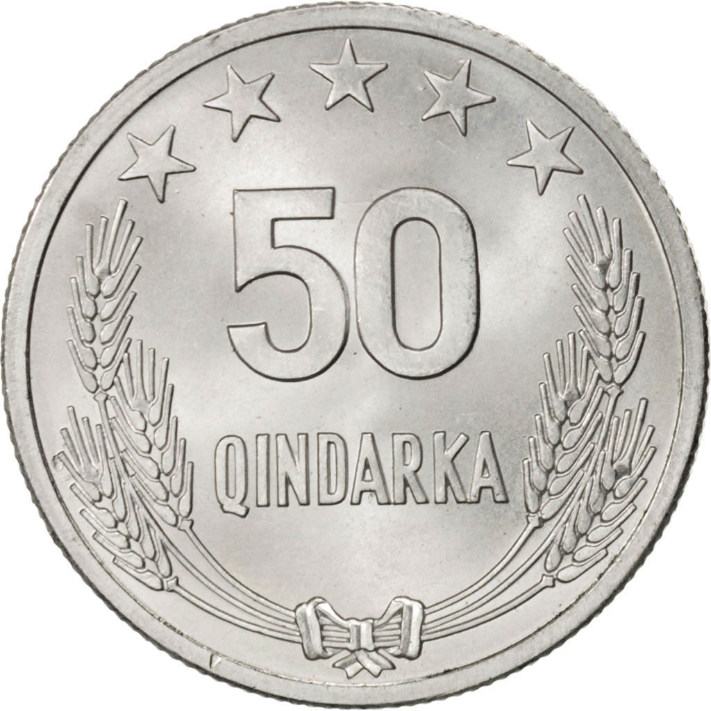 ALBANIA, 50 Qindarka, 1964, KM #42, MS(63), Aluminum, 24.49, 1.99