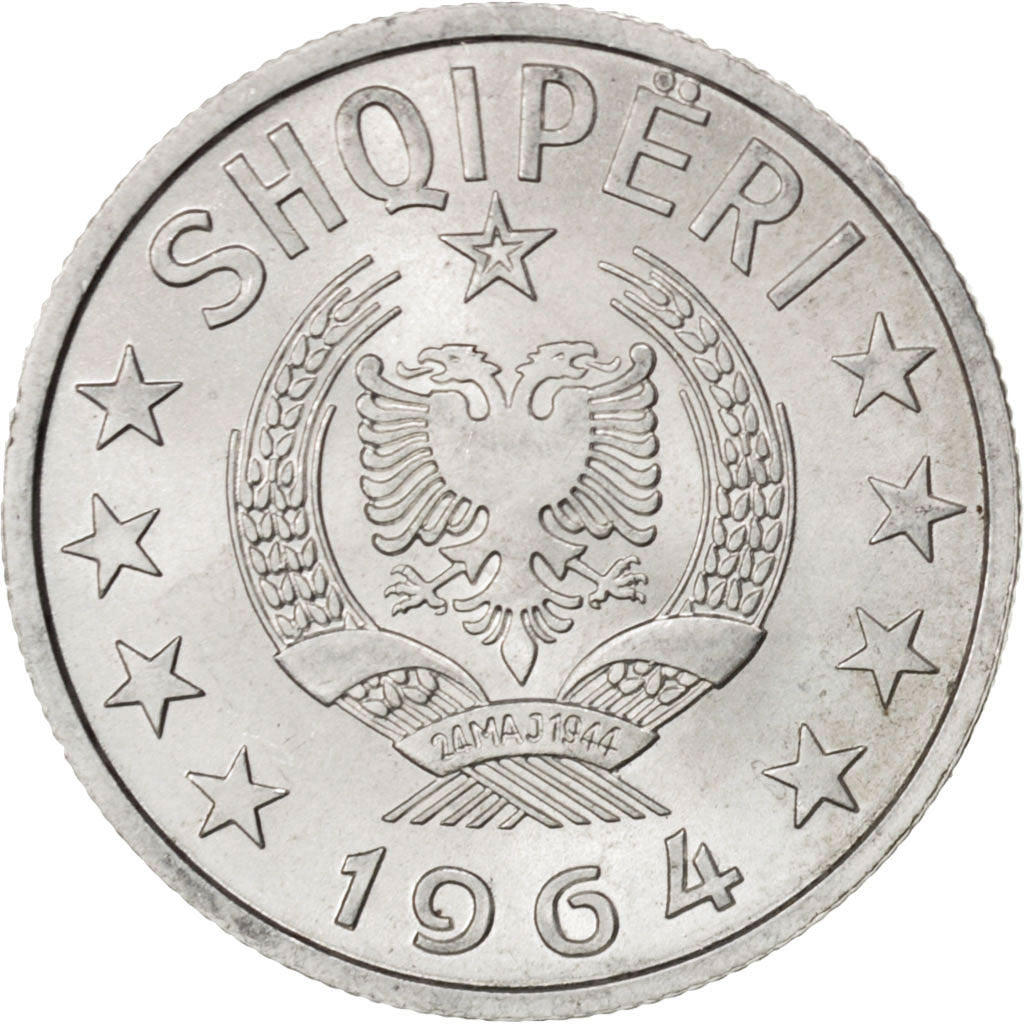 ALBANIA, 50 Qindarka, 1964, KM #42, MS(63), Aluminum, 24.49, 1.96