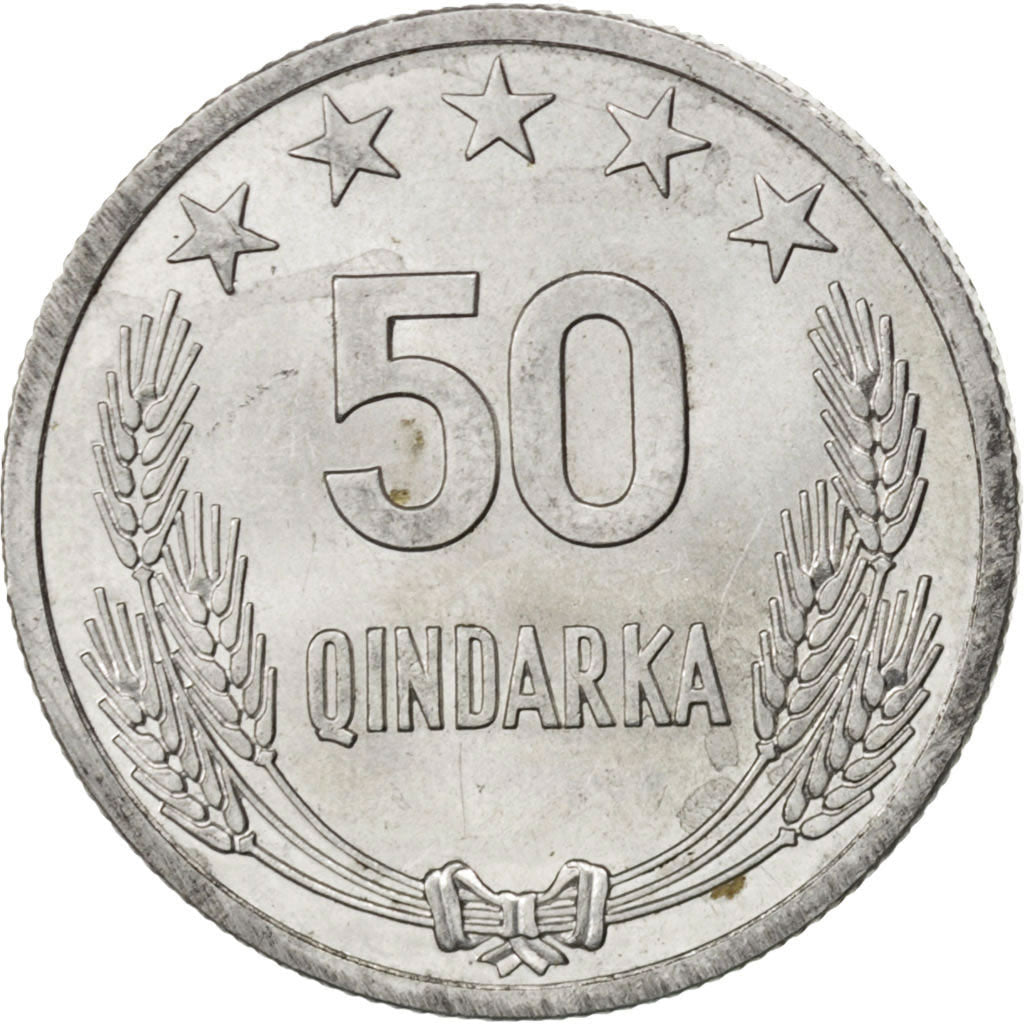 ALBANIA, 50 Qindarka, 1964, KM #42, MS(63), Aluminum, 24.49, 1.96