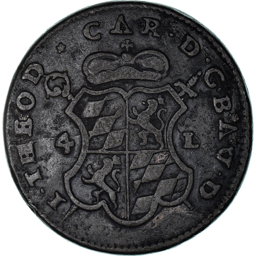 Coin, LIEGE, John Theodore, 4 Liards, 1751, Liege, AU(50-53), Copper, KM:159