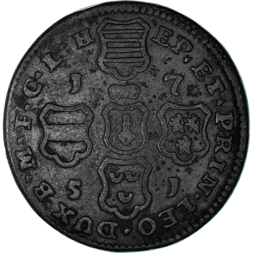 Coin, LIEGE, John Theodore, 4 Liards, 1751, Liege, AU(50-53), Copper, KM:159