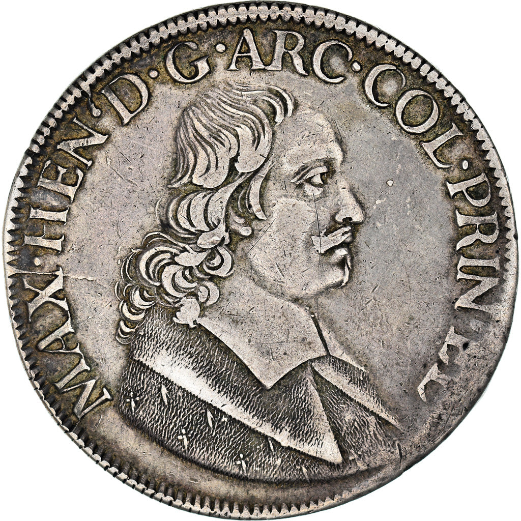 Munten, België, Maximilian Henry, Patagon, 1666, Liege, ZF+, Zilver