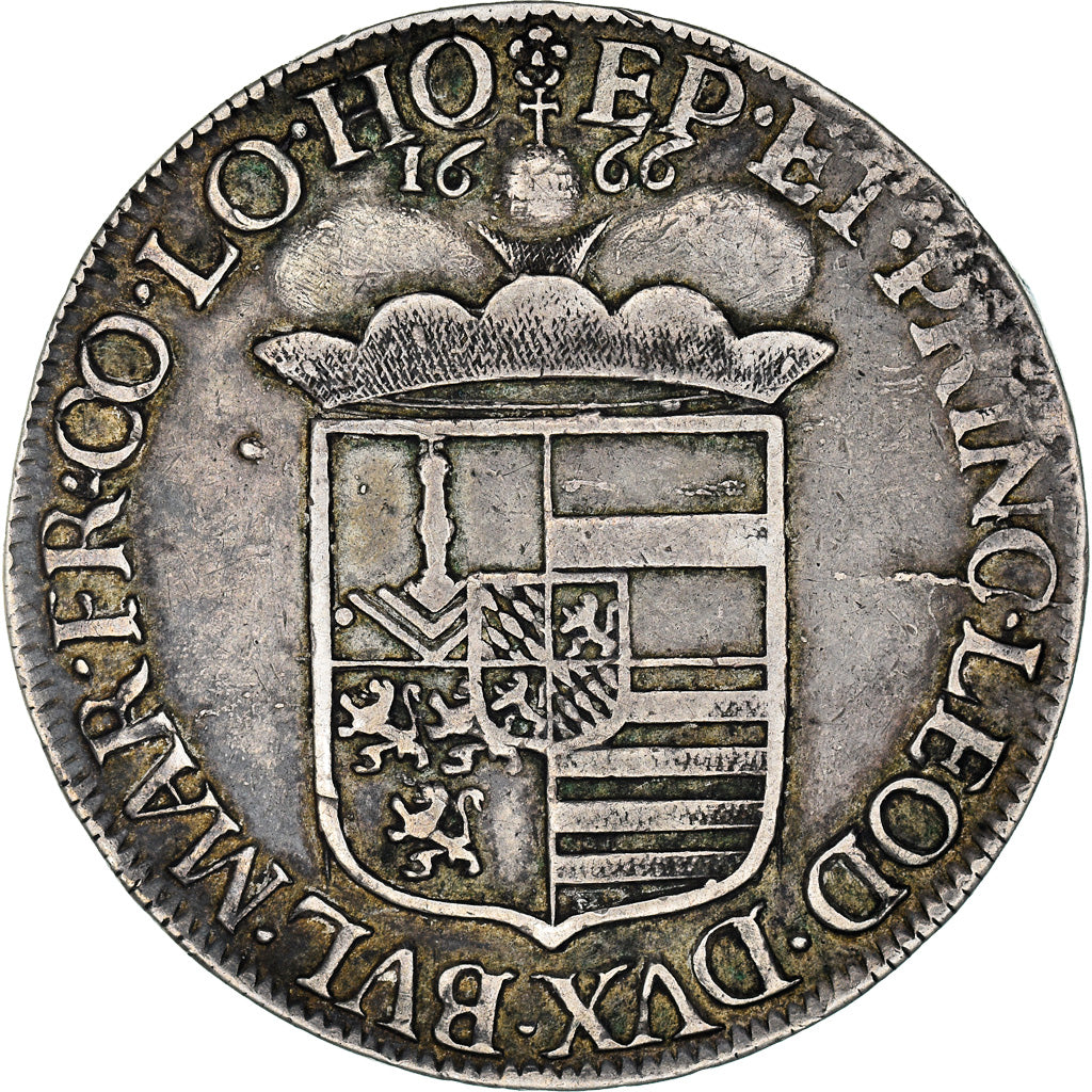 Munten, België, Maximilian Henry, Patagon, 1666, Liege, ZF+, Zilver