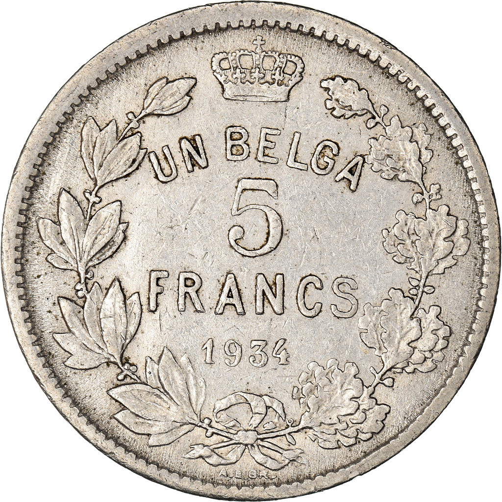 Coin, Belgium, 5 Francs, 5 Frank, 1934, EF(40-45), Nickel, KM:97.1