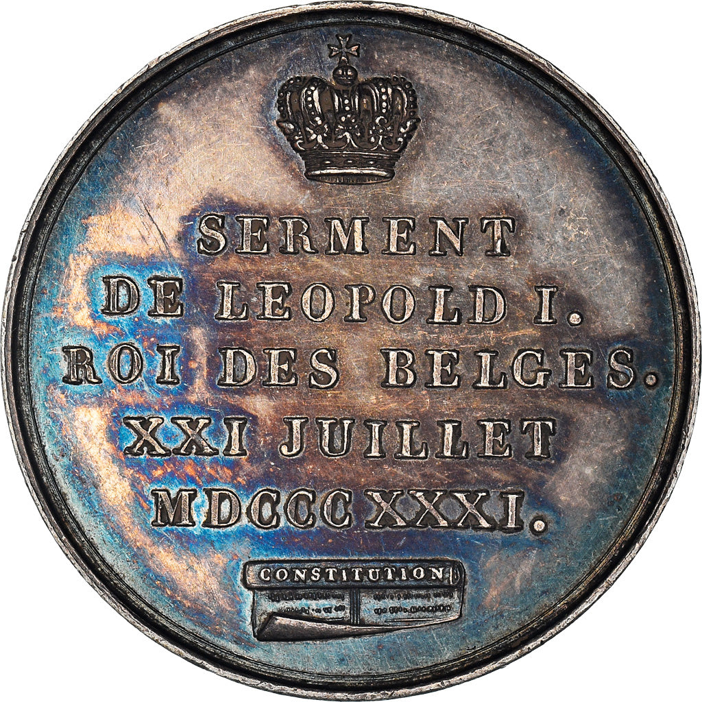 Belgique, Jeton, Serment de Léopold Ier, 1831, SPL+, Argent