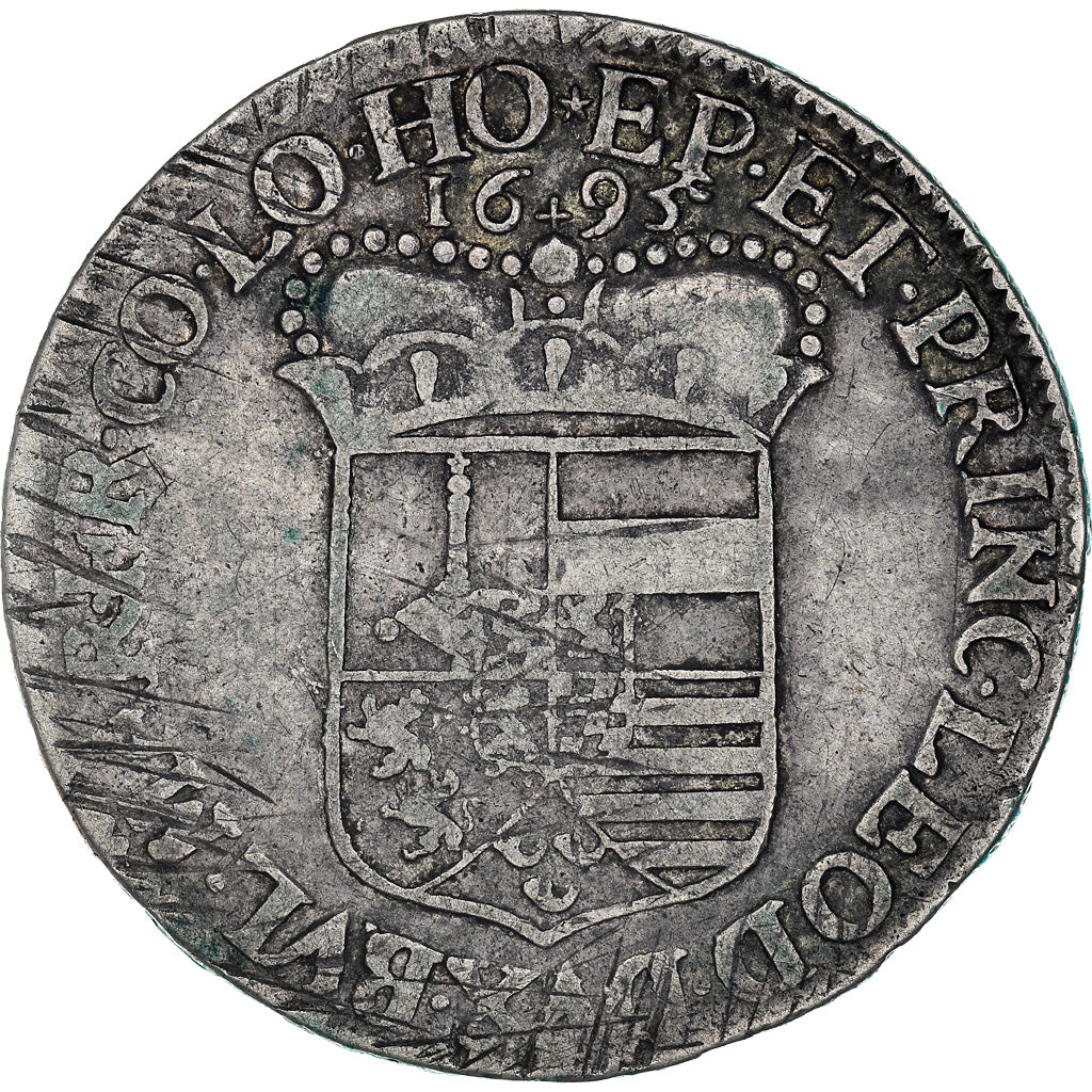 Coin, Belgium, Joseph Clement, Patagon, 1695, Liege, VF(30-35), Silver