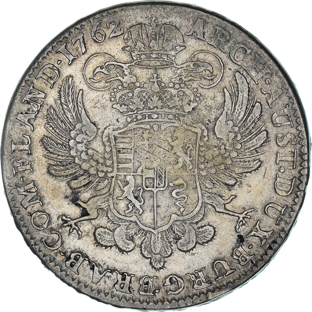 Coin, AUSTRIAN NETHERLANDS, Maria Theresa, Thaler, 1762, Brussels, EF(40-45)
