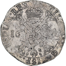 Coin, Spanish Netherlands, Philip IV, Patagon, 1624, Antwerp, AU(50-53), Silver