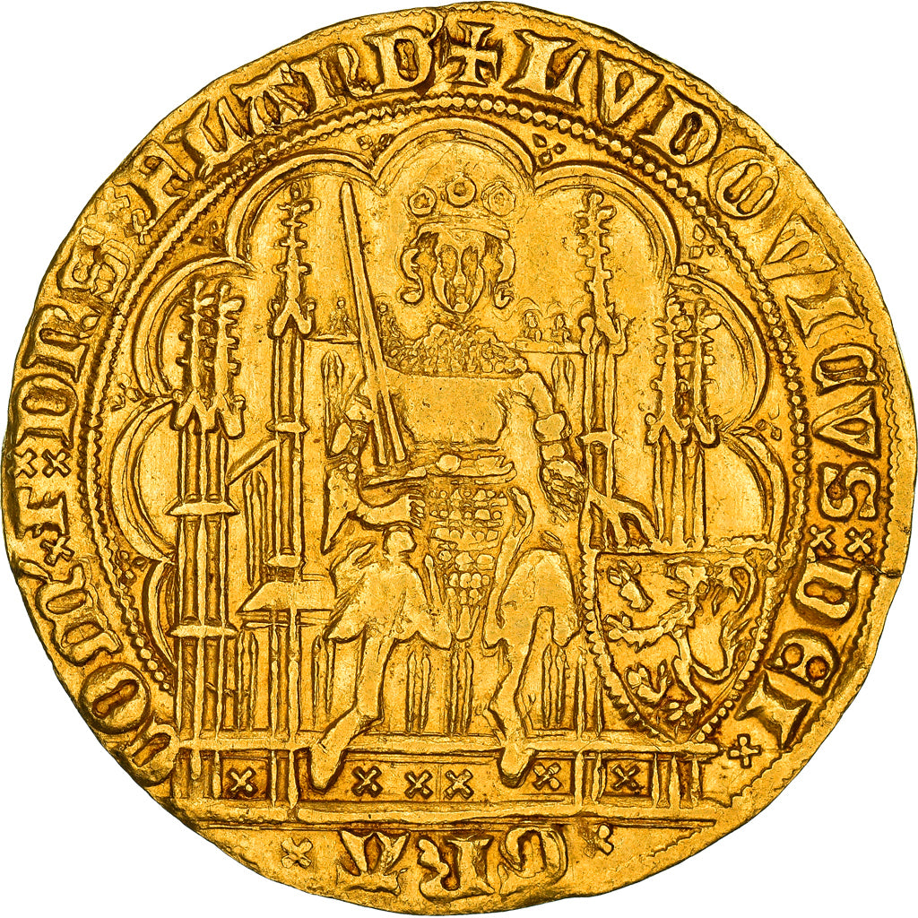 Coin, France, Flanders, Louis II de Mâle, Chaise d'or, AU(55-58), Gold