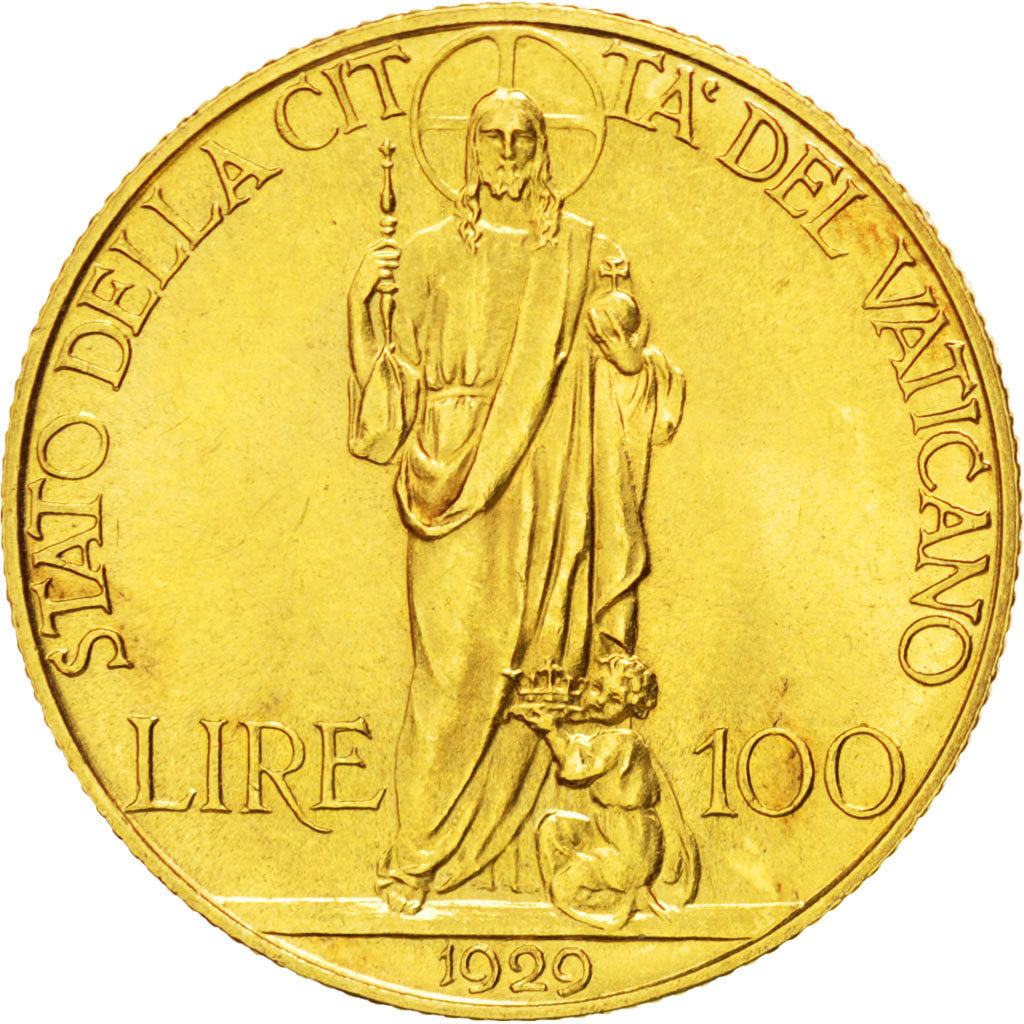 VATICAN CITY, Pius XI, 100 Lire, 1929, Gold, KM:9, PCGS MS64