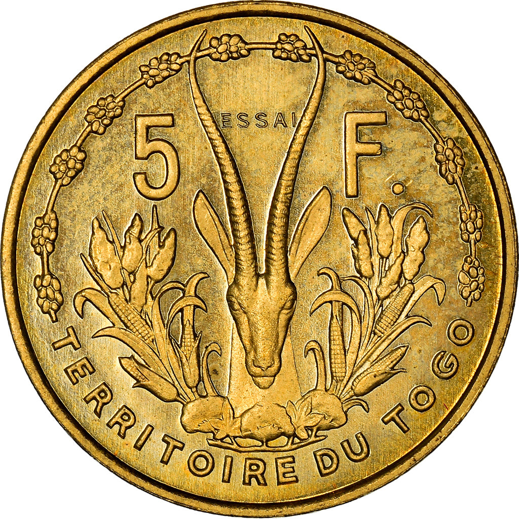 Coin, Togo, 5 Francs, 1956, Paris, MS(63), Aluminum-Bronze, KM:E6, Lecompte:23