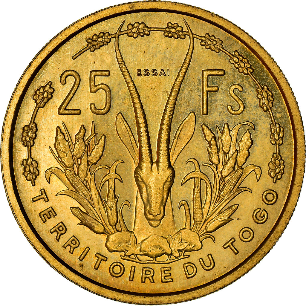 Coin, Togo, 25 Francs, 1956, Paris, ESSAI, MS(60-62), Aluminum-Bronze, KM:E8
