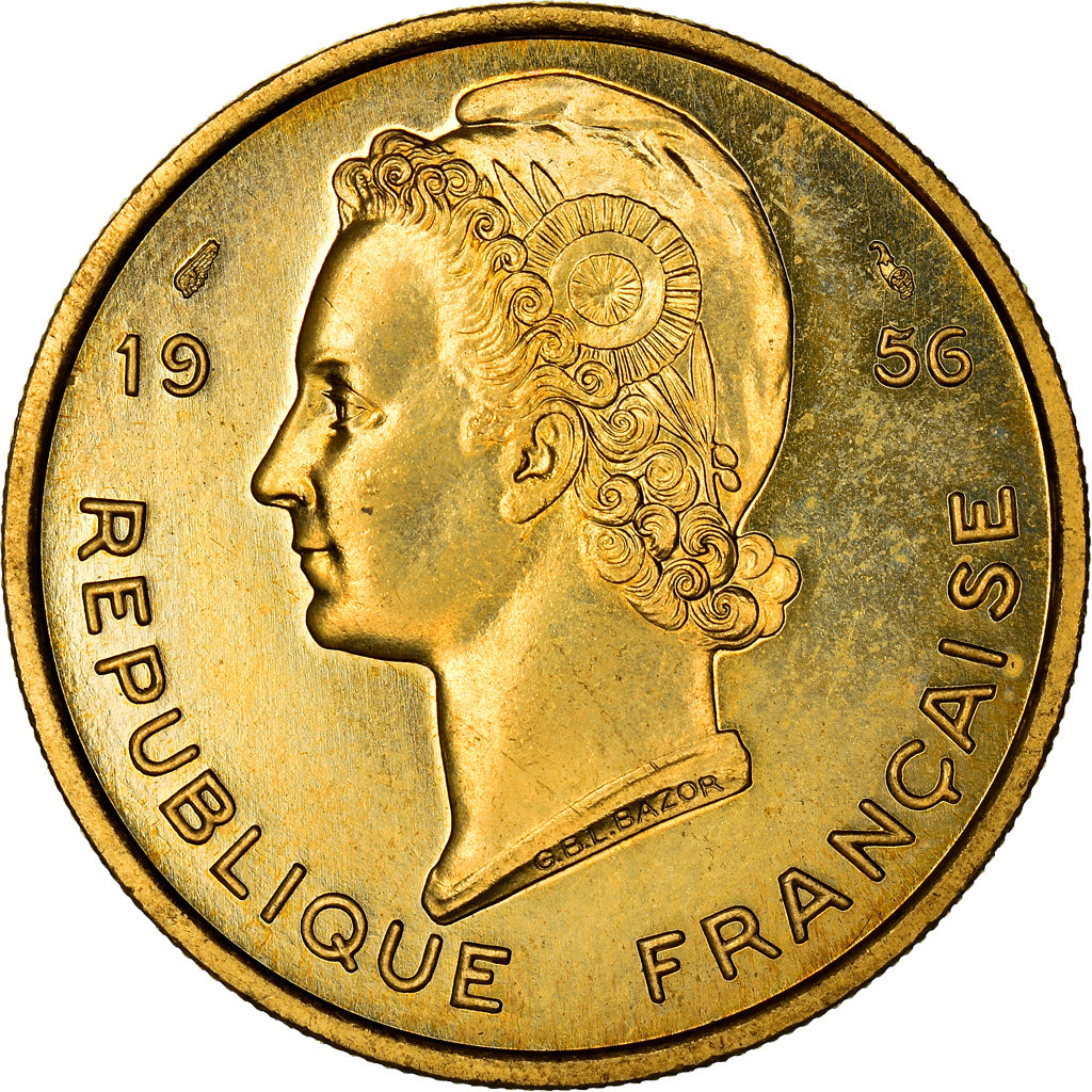 Münze, French West Africa, 25 Francs, 1956, STGL, Aluminum-Bronze, KM:E5