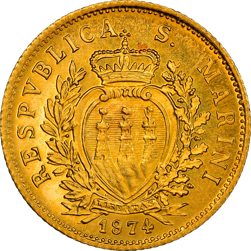 Moneta, San Marino, Scudo, 1974, FDC, Oro, KM:38