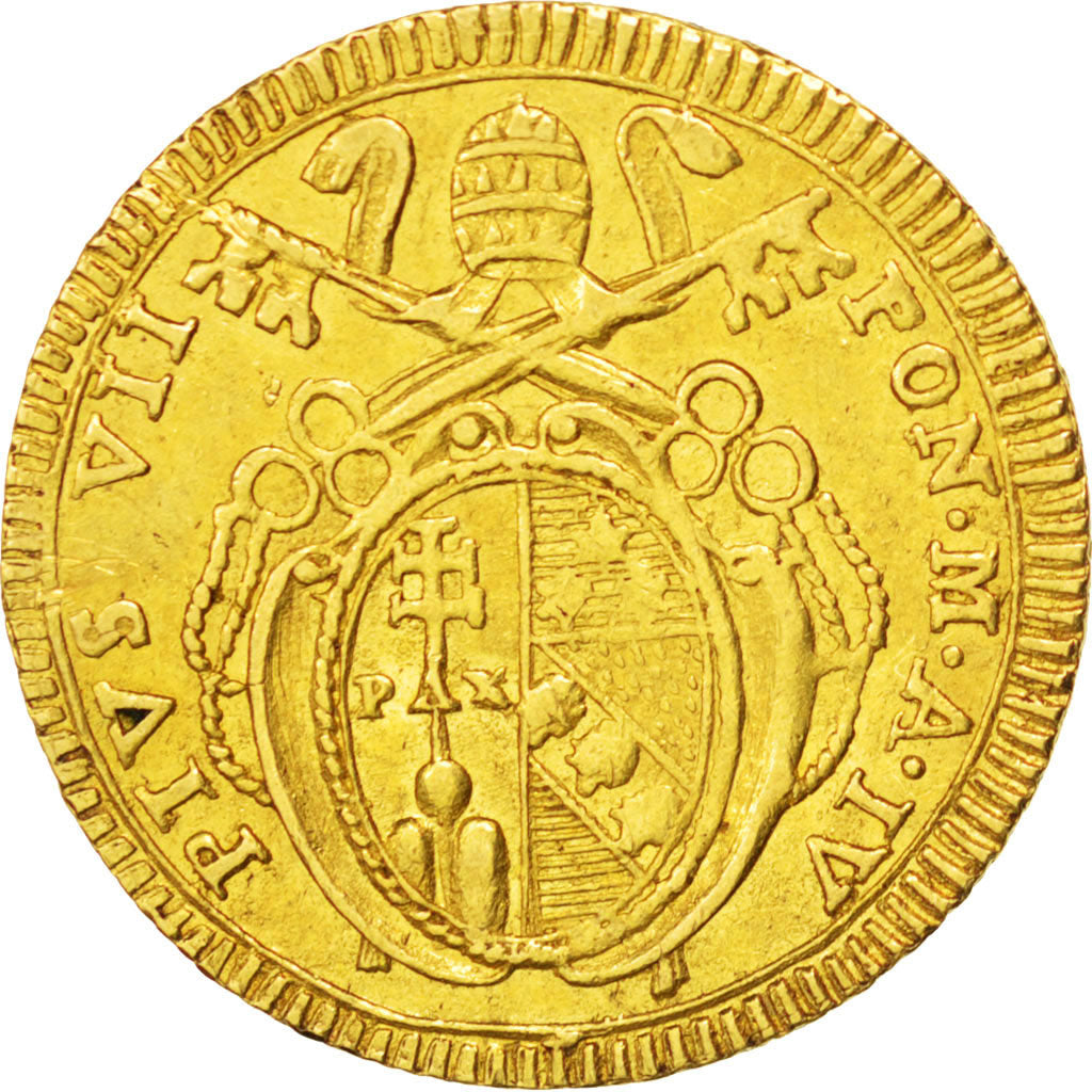 STATI ITALIANI, PAPAL STATES, Pius VII, Doppia, 1803, Rome, BB+, Oro, KM:1070