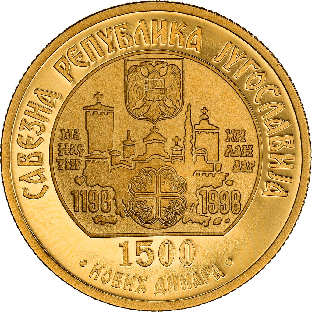 Monnaie, Yougoslavie, 1500 Novih Dinara, 1998, FDC, Or, KM:176