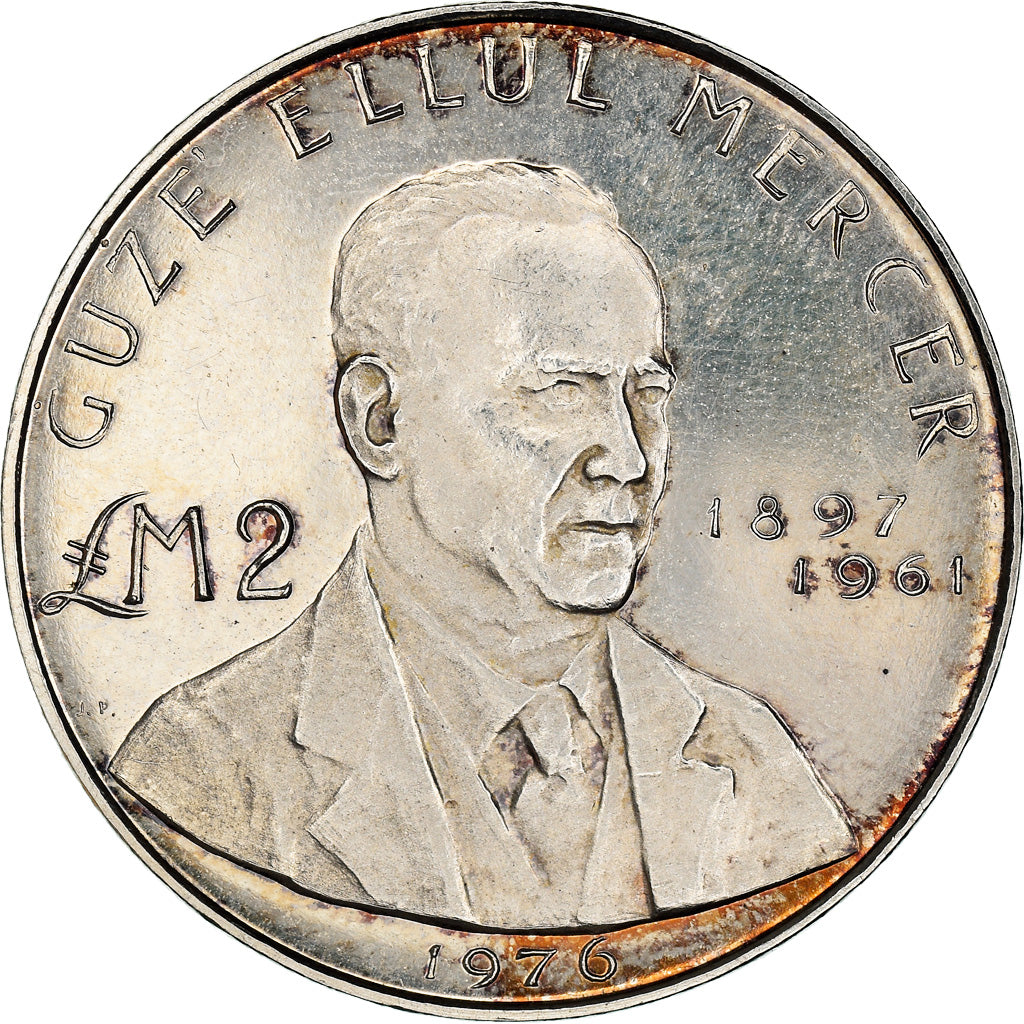 Coin, Malta, 2 Pounds, 1976, British Royal Mint, AU(55-58), Silver, KM:40