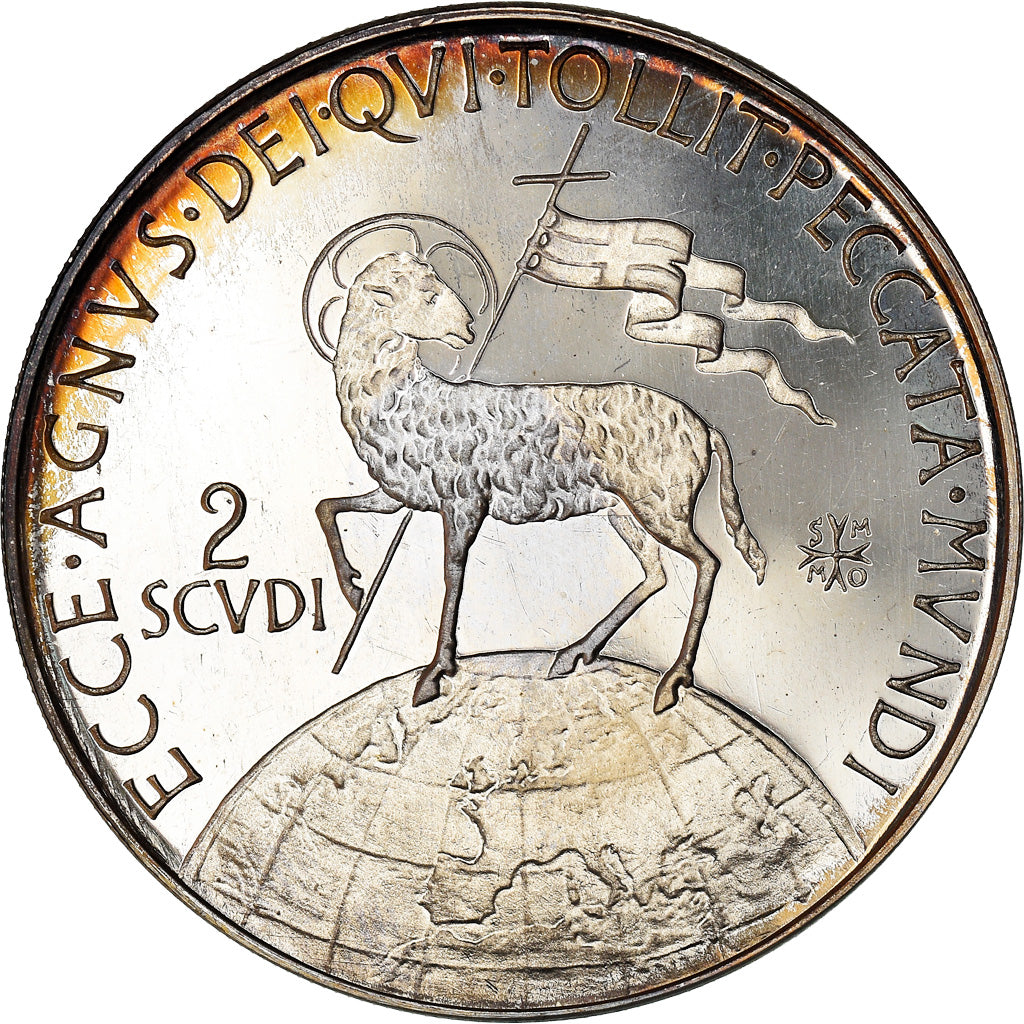Coin, MALTA, ORDER OF, Angelo de Mojana di Cologna, 2 Scudi, 1972, MS(65-70)