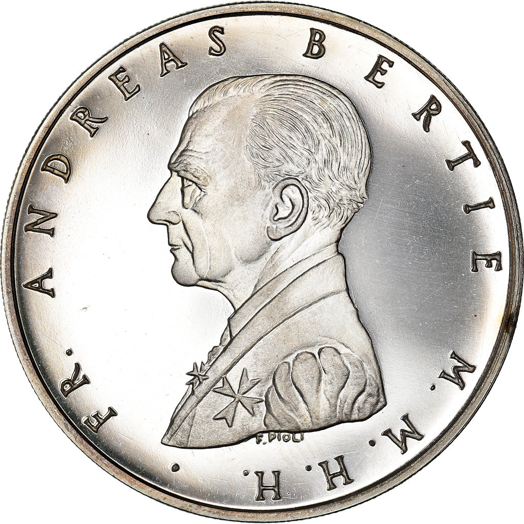 Coin, MALTA, ORDER OF, Andreas Bertie, 2 Scudi, 1989, MS(65-70), Silver, KM:145
