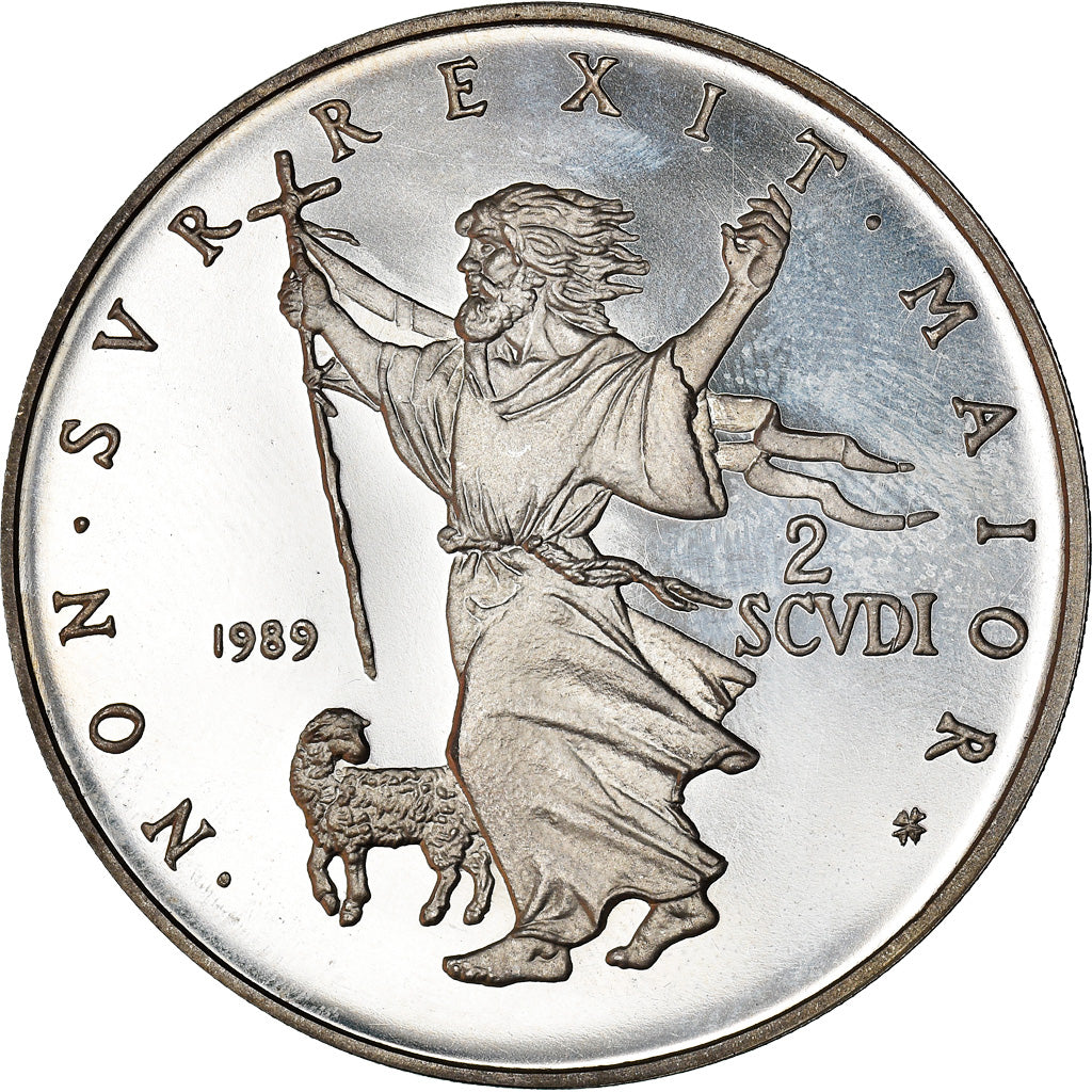 Coin, MALTA, ORDER OF, Andreas Bertie, 2 Scudi, 1989, MS(65-70), Silver, KM:145