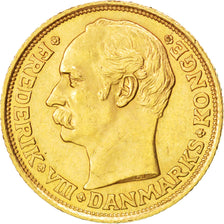 DENMARK, 10 Kroner, 1908, Copenhagen, KM #809, AU(55-58), Gold, 4.48