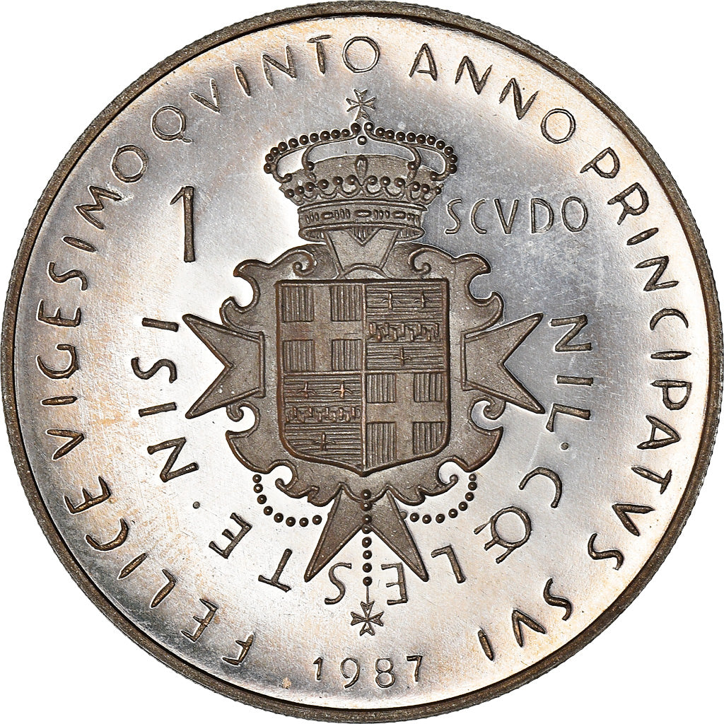 Coin, MALTA, ORDER OF, Angelo de Mojana di Cologna, Scudo, 1987, MS(65-70)