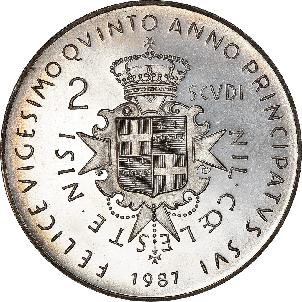Monnaie, MALTA, ORDER OF, Angelo de Mojana di Cologna, 2 Scudi, 1987, SPL+