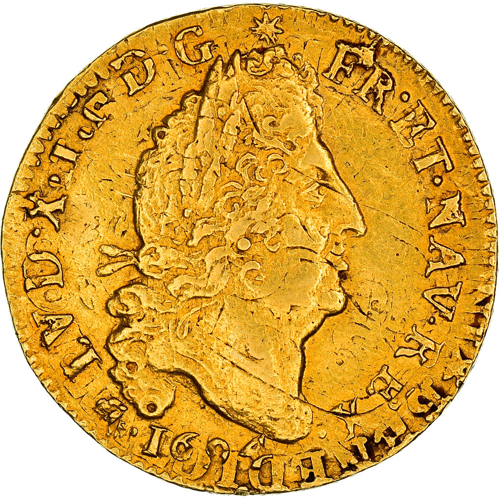 Coin, France, Louis XIV, Louis d'or aux 4 L, Louis d'Or, 1694, Lyon, EF(40-45)