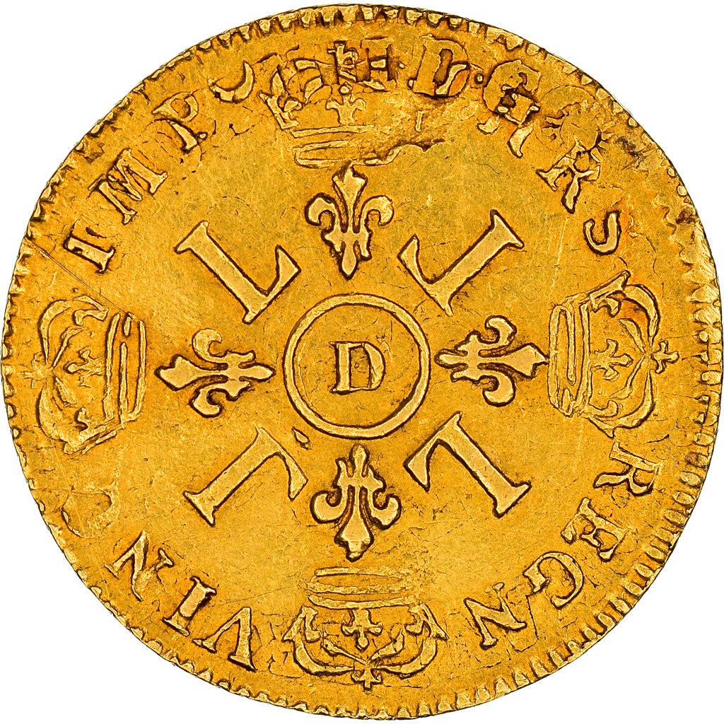 Coin, France, Louis XIV, Louis d'or aux 4 L, Louis d'Or, 1694, Lyon, EF(40-45)