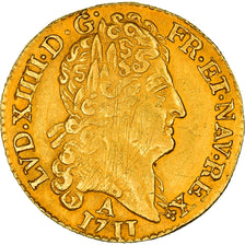 Moeda, França, Louis XIV, Louis d'or au soleil, Louis d'Or, 1711, Paris, Rara