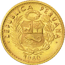 PERU, 10 Soles, 1960, Lima, KM #236, MS(63), Gold, 4.68