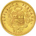 PERU, 10 Soles, 1960, Lima, KM #236, MS(63), Gold, 4.68
