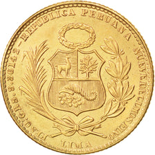 PERU, 20 Soles, 1965, Lima, KM #229, MS(63), Gold, 22, 9.35
