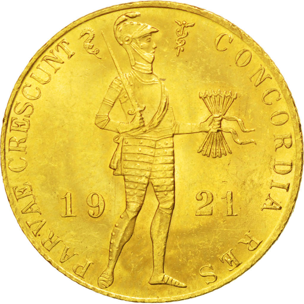 Netherlands, Ducat, 1921, Utrecht, KM #83.1a, MS(63), Gold, 3.50