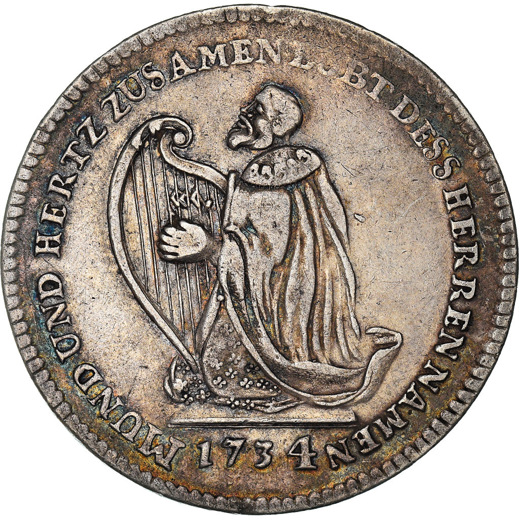 Switzerland, Medal, King David, 1734, EF(40-45), Silver