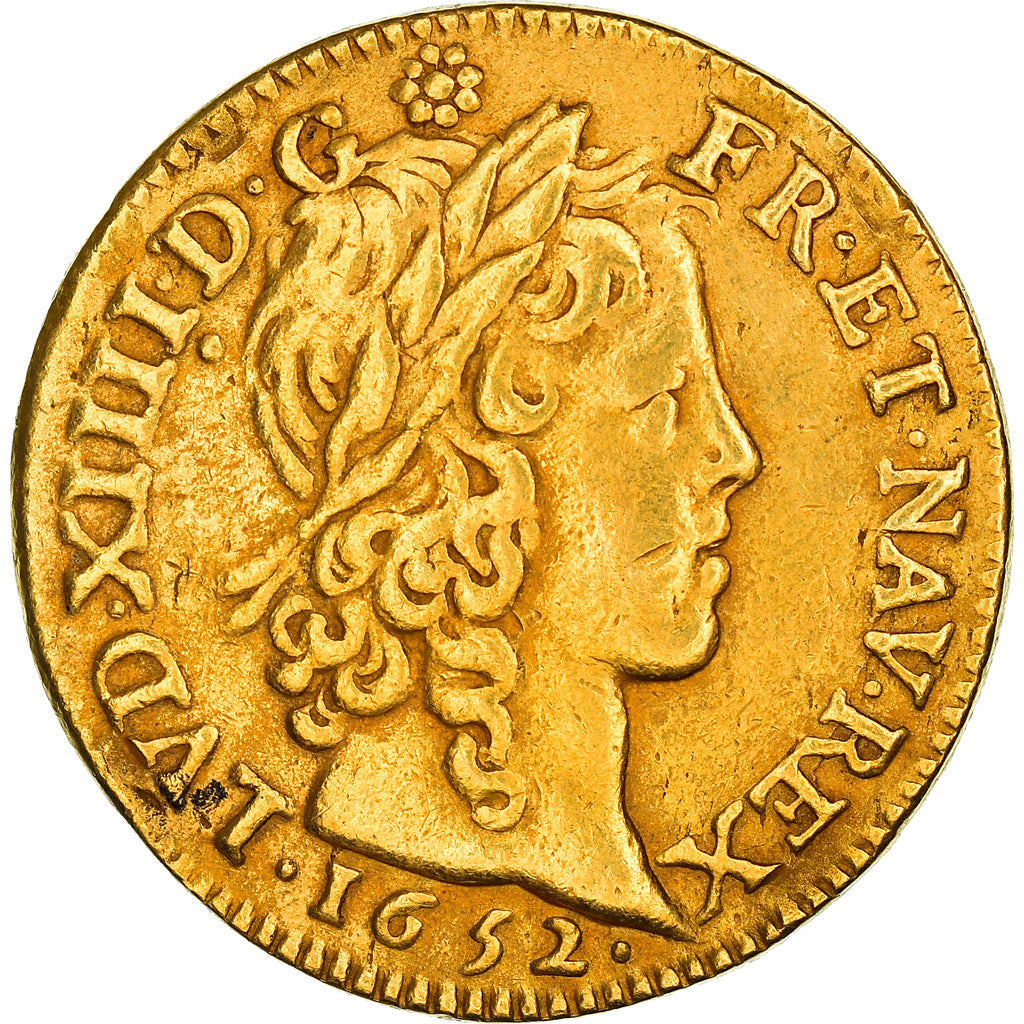 Moneda, Francia, Louis XIV, Louis d'or à la mèche longue, Louis d'Or, 1652