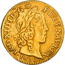 Moneda, Francia, Louis XIV, Louis d'or à la mèche longue, Louis d'Or, 1652