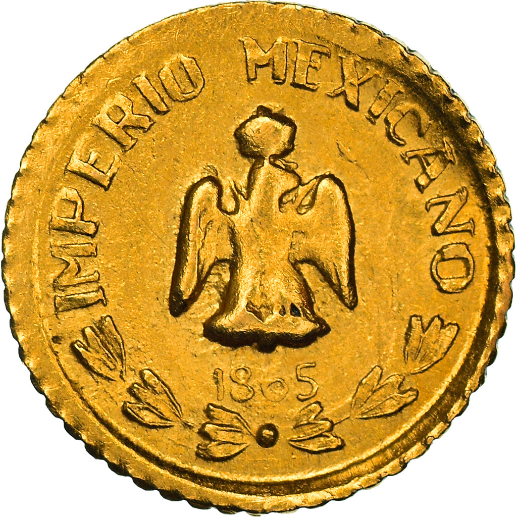 Monnaie, Mexique, Maximilian, Peso, 1865, Refrappe, FDC, Or