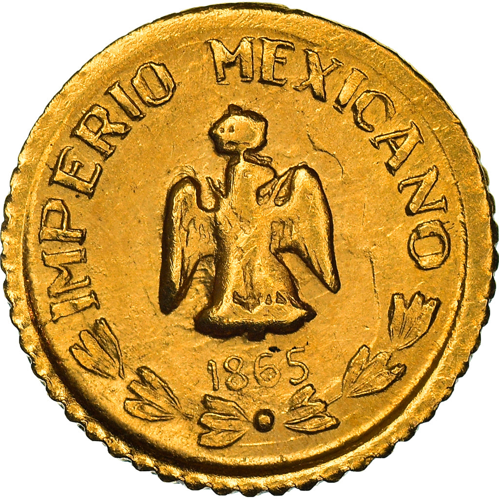 Coin, Mexico, Maximilian, Peso, 1865, Restrike, MS(65-70), Gold