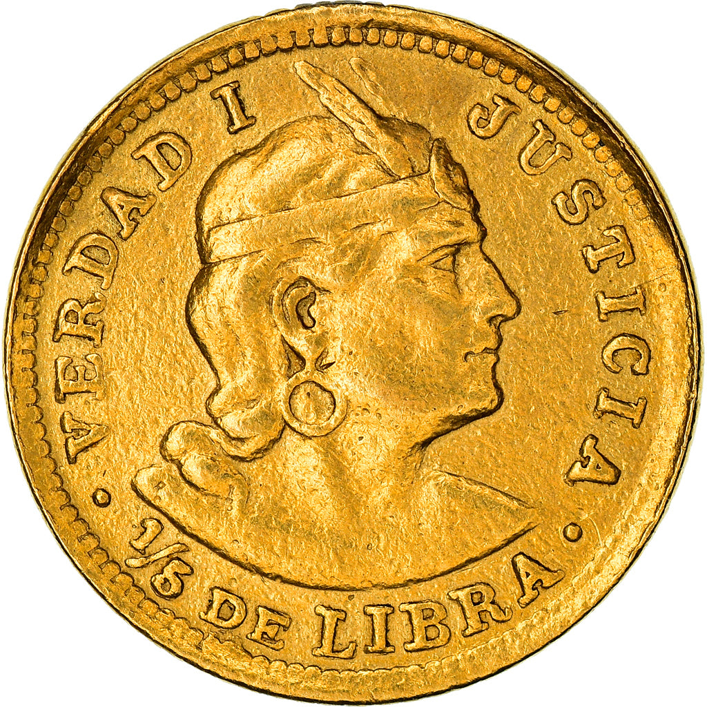 Coin, Peru, 1/5 Sol, 1911, Lima, EF(40-45), Silver, KM:205.2