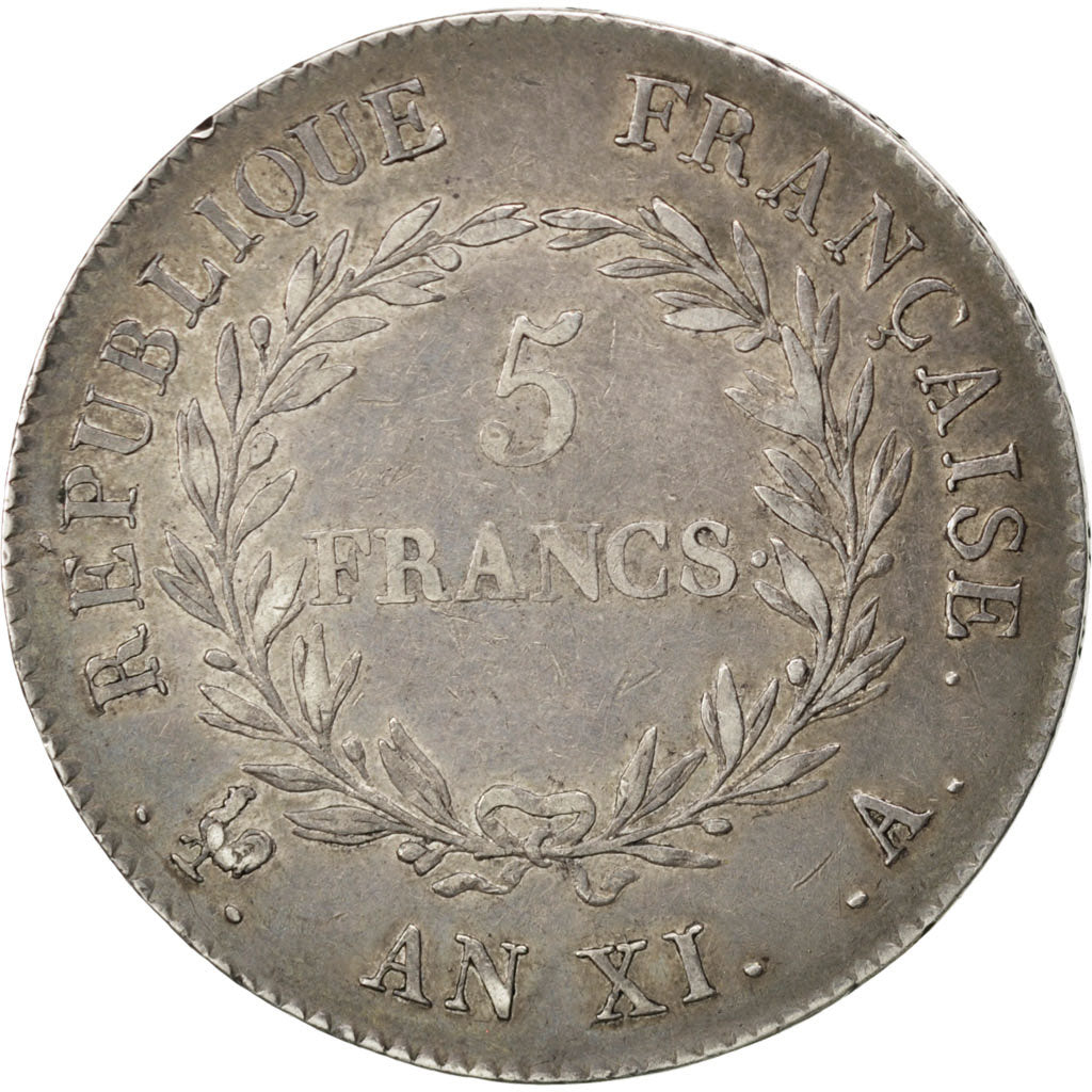 FRANCE, 5 Francs, 1803, Paris, KM #650.1, EF(40-45), Silver, Gadoury #577, 24.84