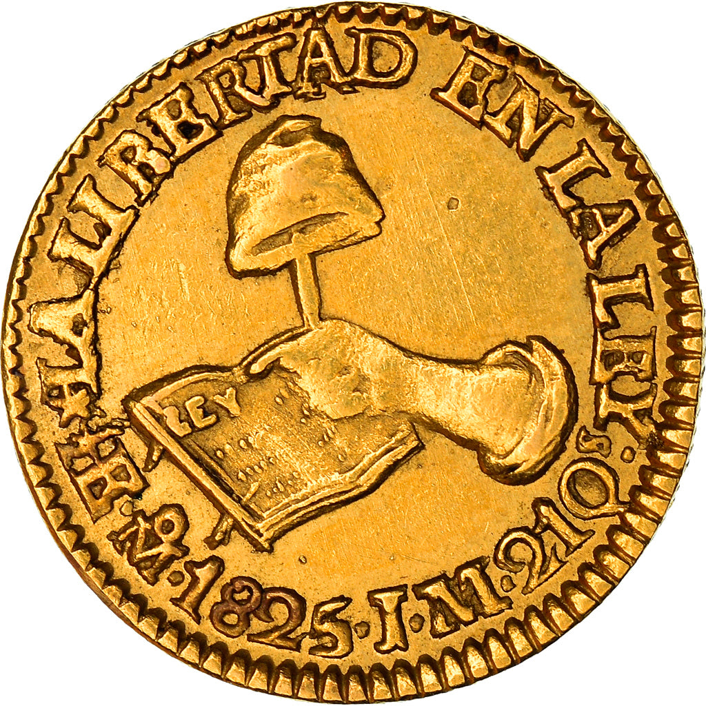 Coin, Mexico, 1/2 Escudo, 1825, Mexico City, EF(40-45), Gold, KM:378.5