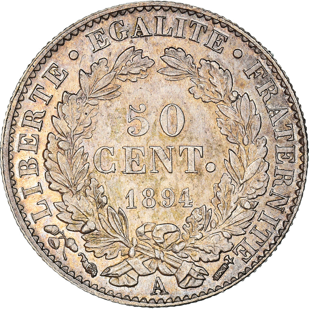 Moneta, Francia, Cérès, 50 Centimes, 1894, Paris, SPL-, Argento, KM:834.1
