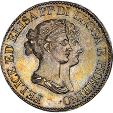 Coin, ITALIAN STATES, LUCCA, Felix and Elisa, 5 Franchi, 1807, Firenze