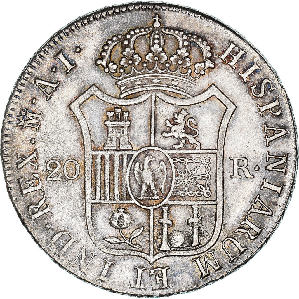 Coin, Spain, Joseph Napolean, 20 Réales, 1809, Madrid, AU(50-53), Silver