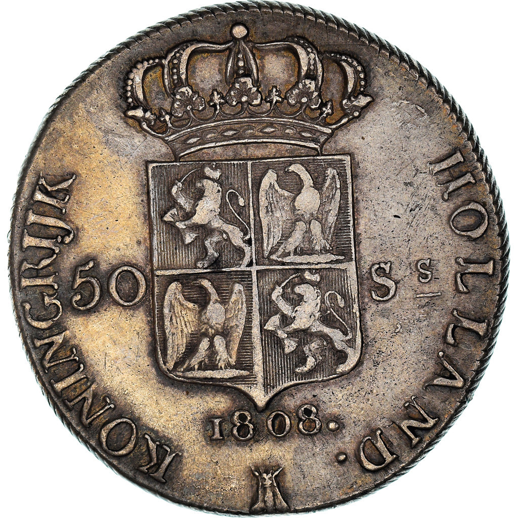 Coin, Netherlands, 50 Stuivers, 1808, Utrecht, Very rare, AU(50-53), Silver