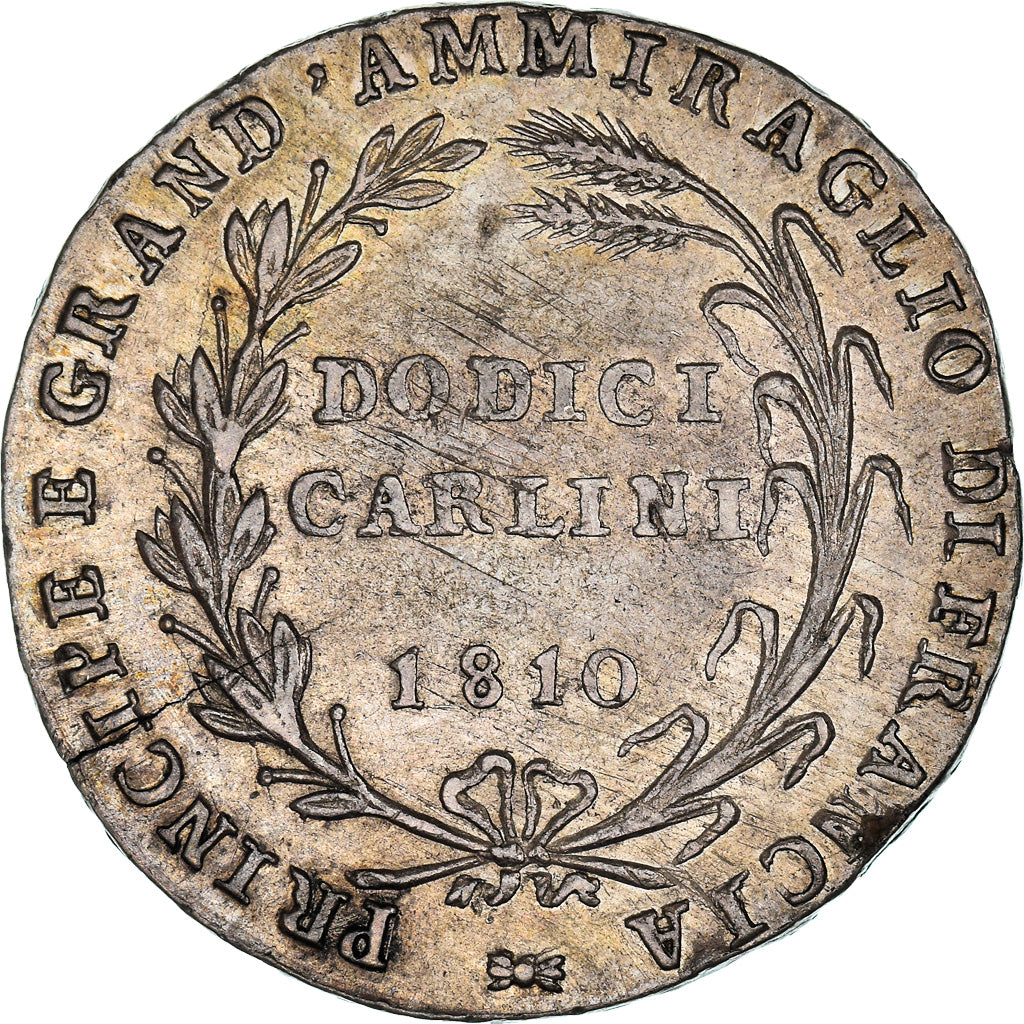 Monnaie, États italiens, NAPLES, Joachim Murat, 12 Carlini, 1810, TTB+, Argent
