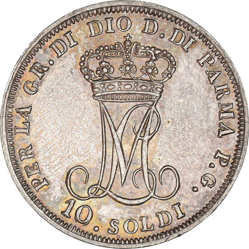 Coin, Italy, 10 Soldi, 1815, Parma, MS(60-62), Silver, KM:27